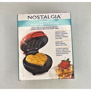 Nostalgia MYMini Heart Waffle Maker .5" Non-stick Red